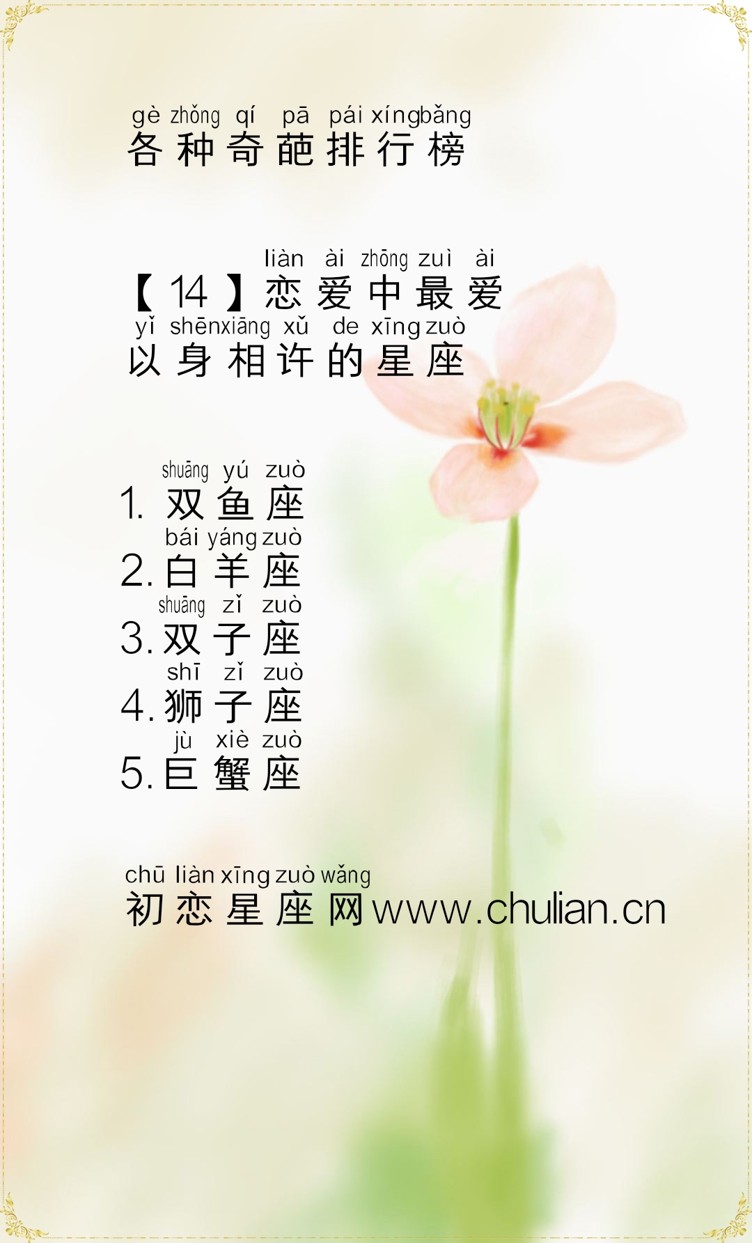 十二星座的各种奇葩排行榜