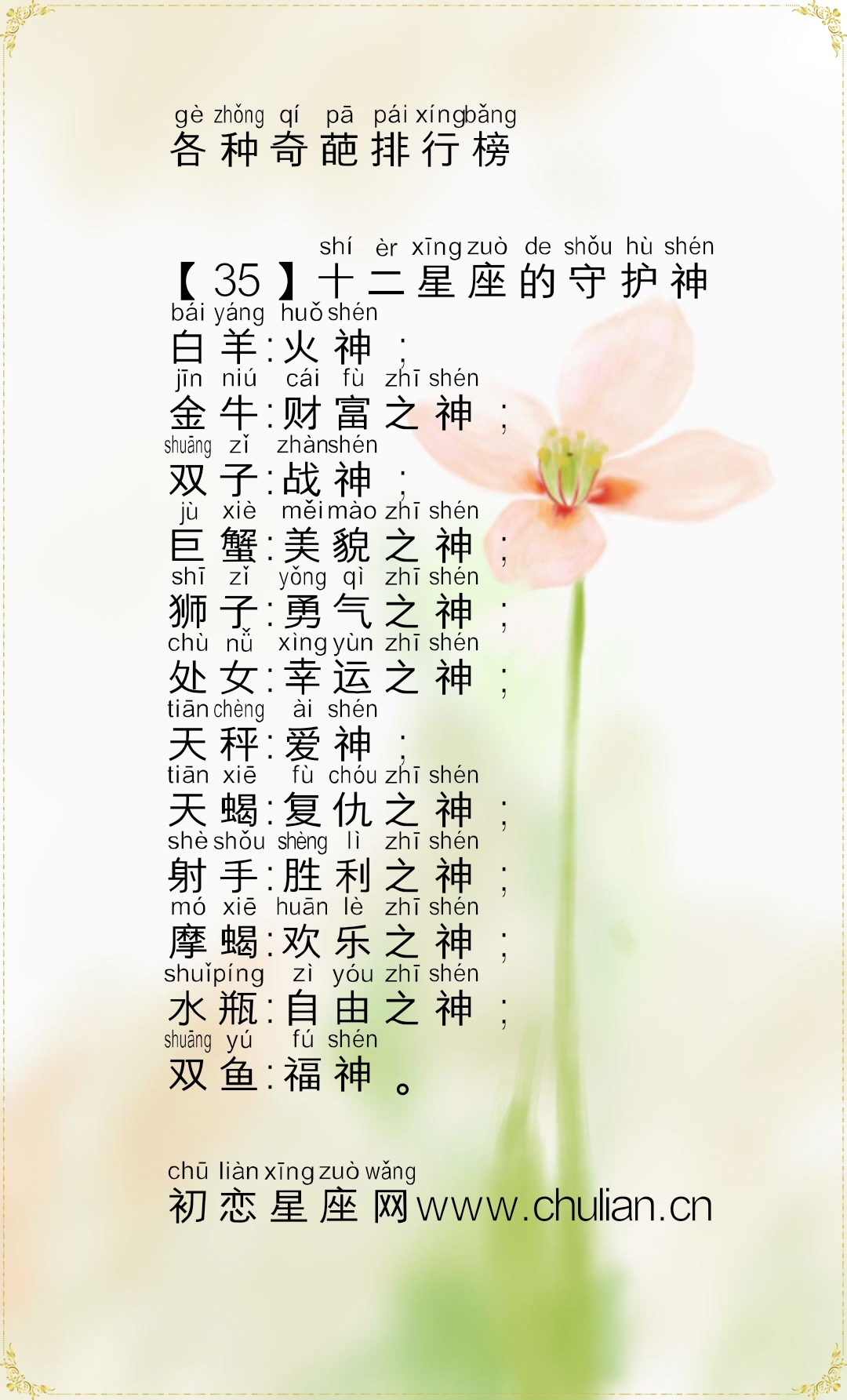 十二星座的各种奇葩排行榜