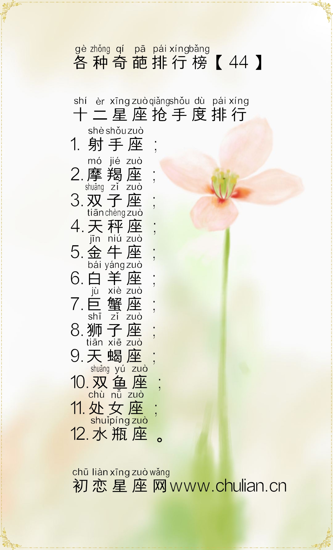 十二星座的各种奇葩排行榜