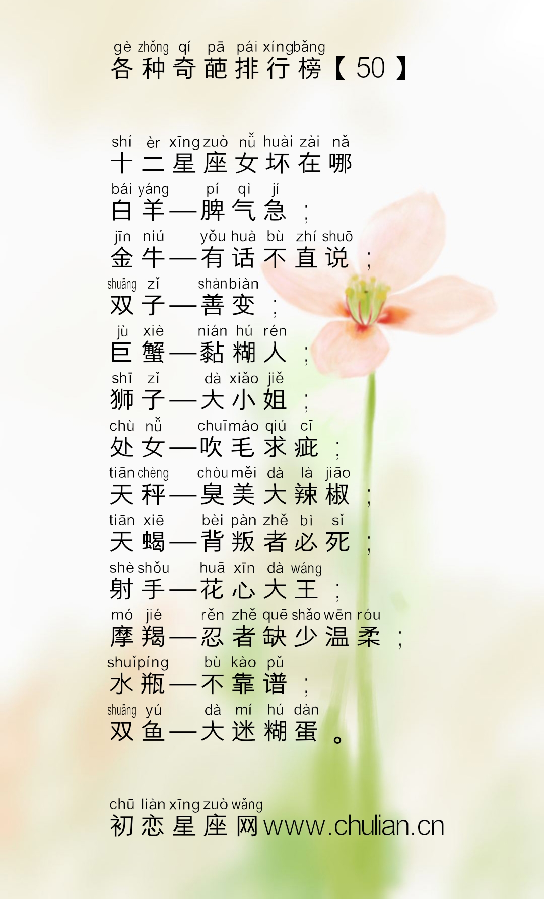 十二星座的各种奇葩排行榜