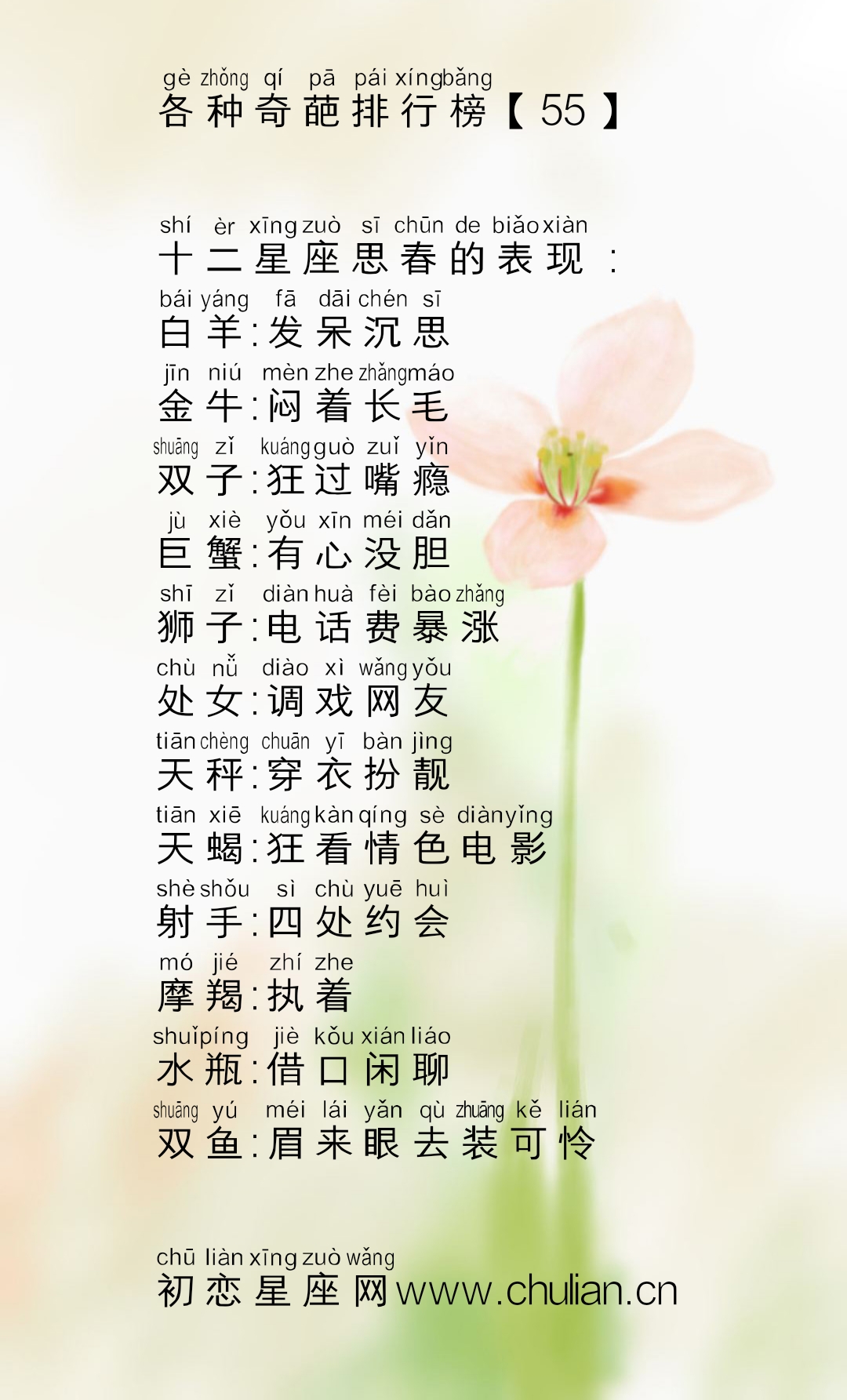 十二星座的各种奇葩排行榜