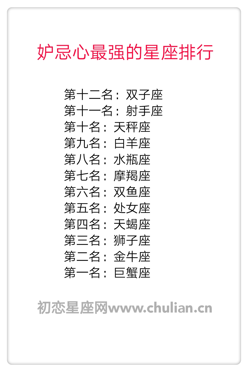 12星座谁嫉妒心最强